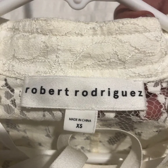 Robert Rodriguez Ivory Lace Tie-Neck Long Bell Sleeve Boho off White Blouse xs - Picture 10 of 11